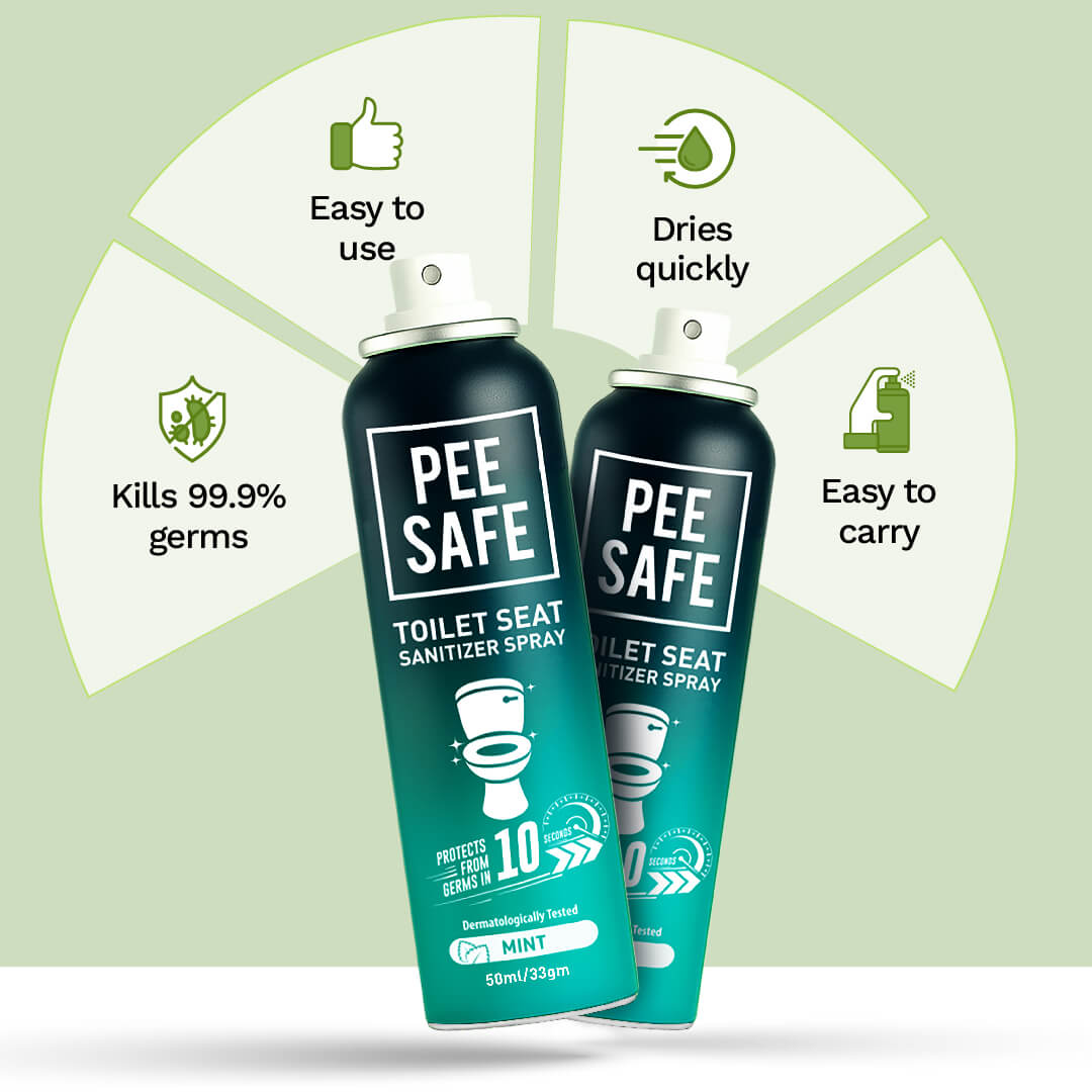 Pee Safe Toilet Seat Sanitizer Spray (Mint) - 50 ML (Pack of 2) - BYOC