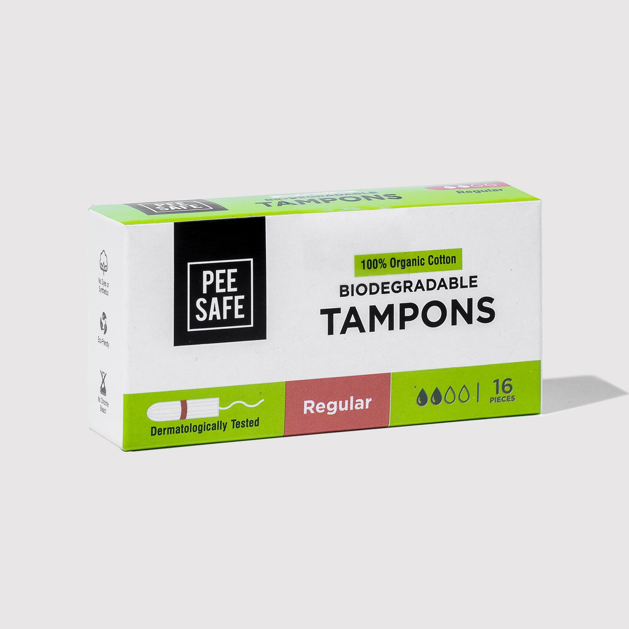 Pee Safe Biodegradable Tampons- Regular (16 Tampons) - BYOC