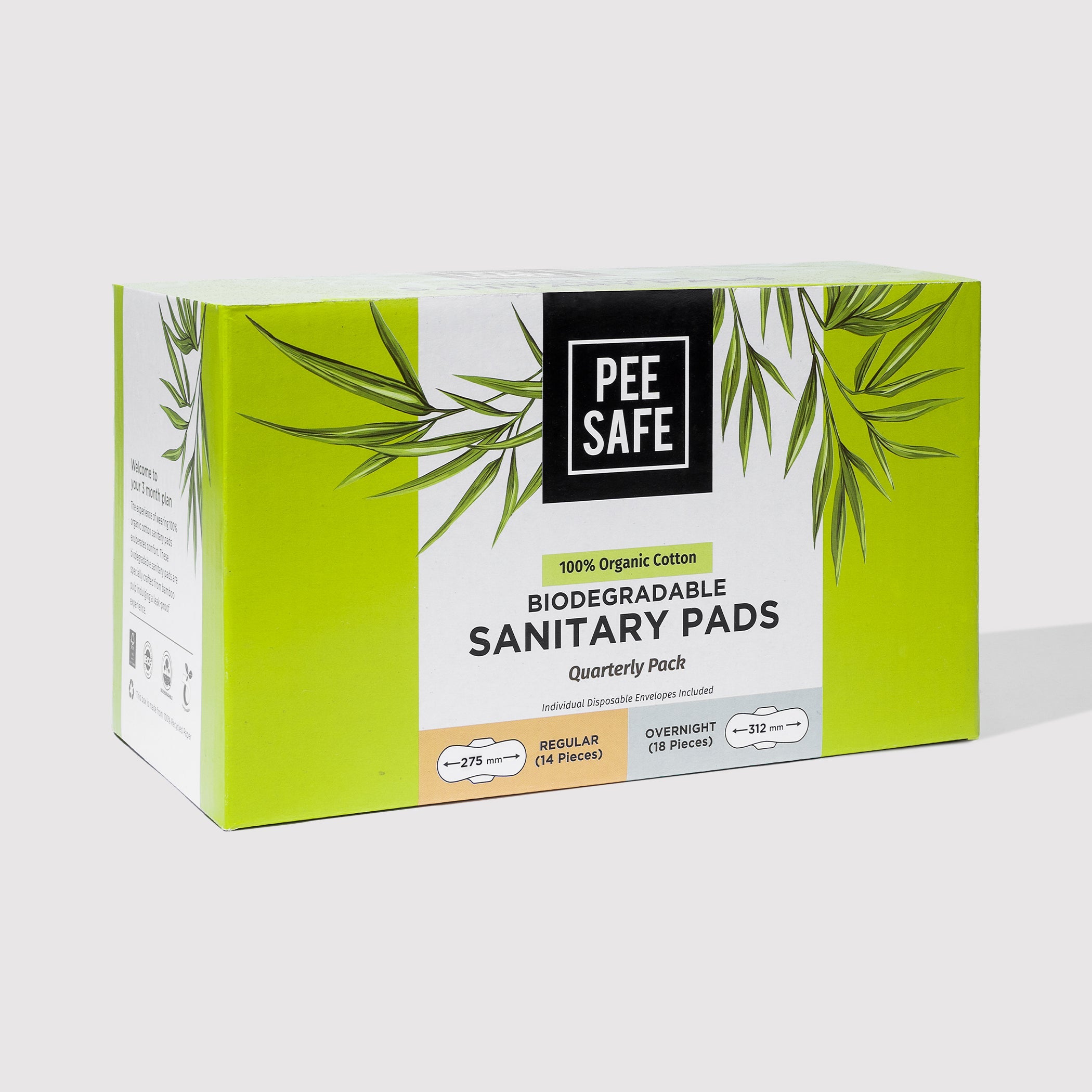 Pee Safe Biodegradable Sanitary Pads - Subscription Pack (Pack of 32)