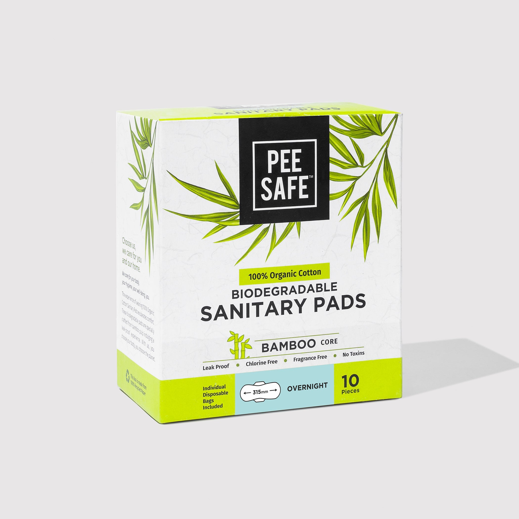 Pee Safe Biodegradable Sanitary Pads - Overnight (Pack of 10) - BULK BUY
