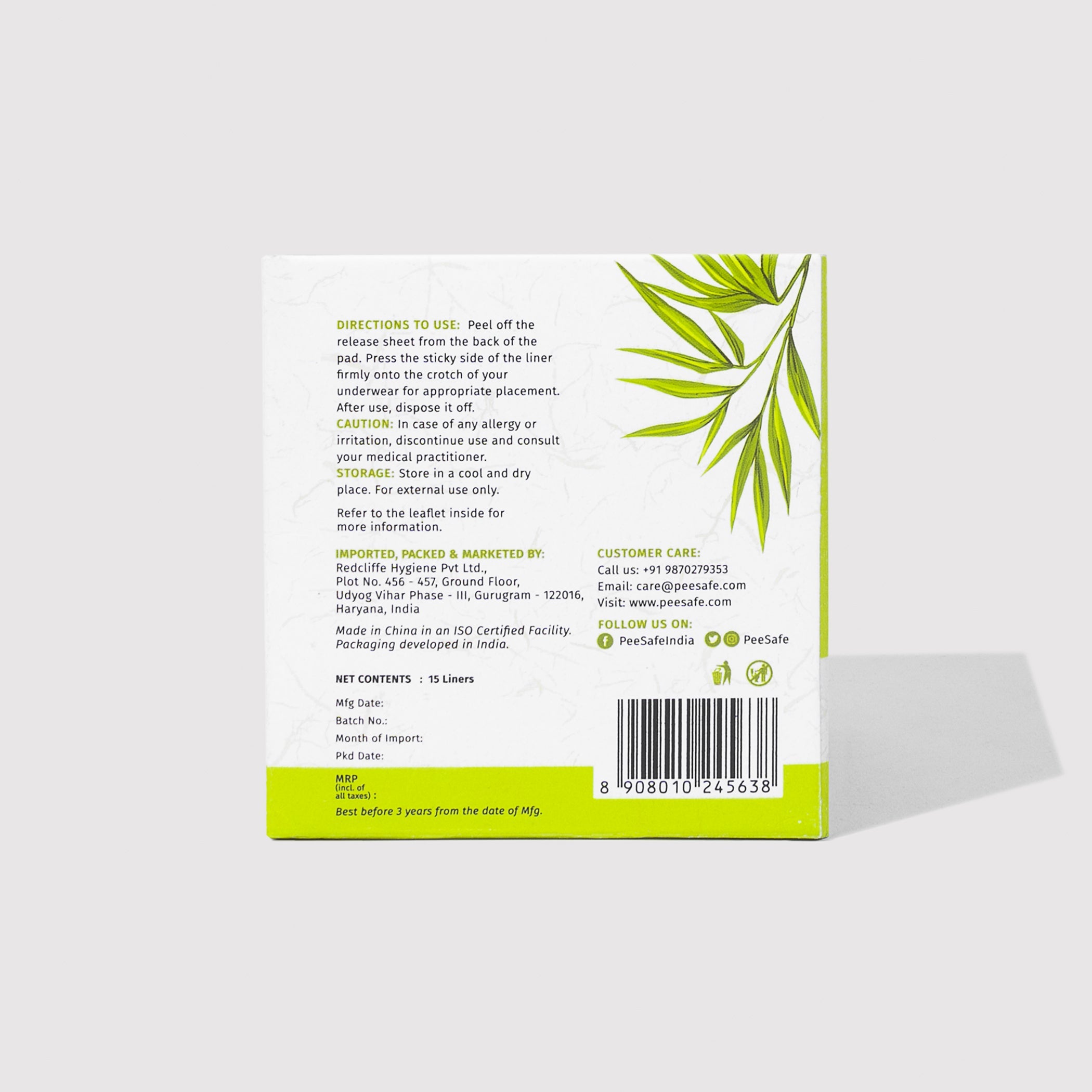 Pee Safe Biodegradable Panty Liners (15 Liners) - BYOC