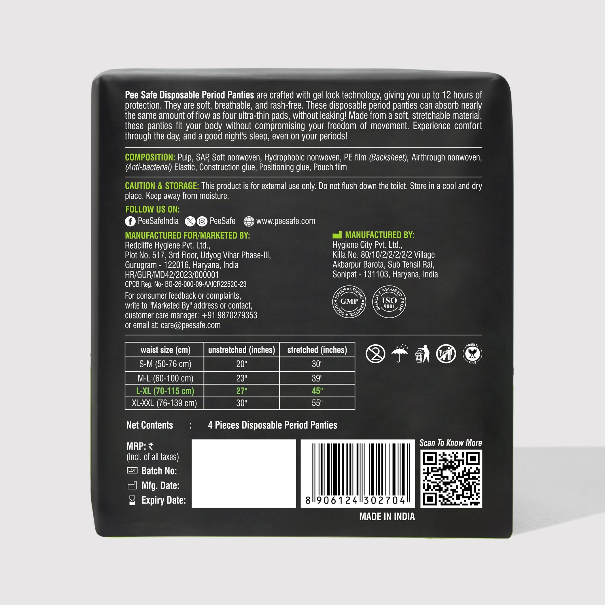 Pee Safe Disposable Period Panty (L-XL) 4N - (Pack Of 2)