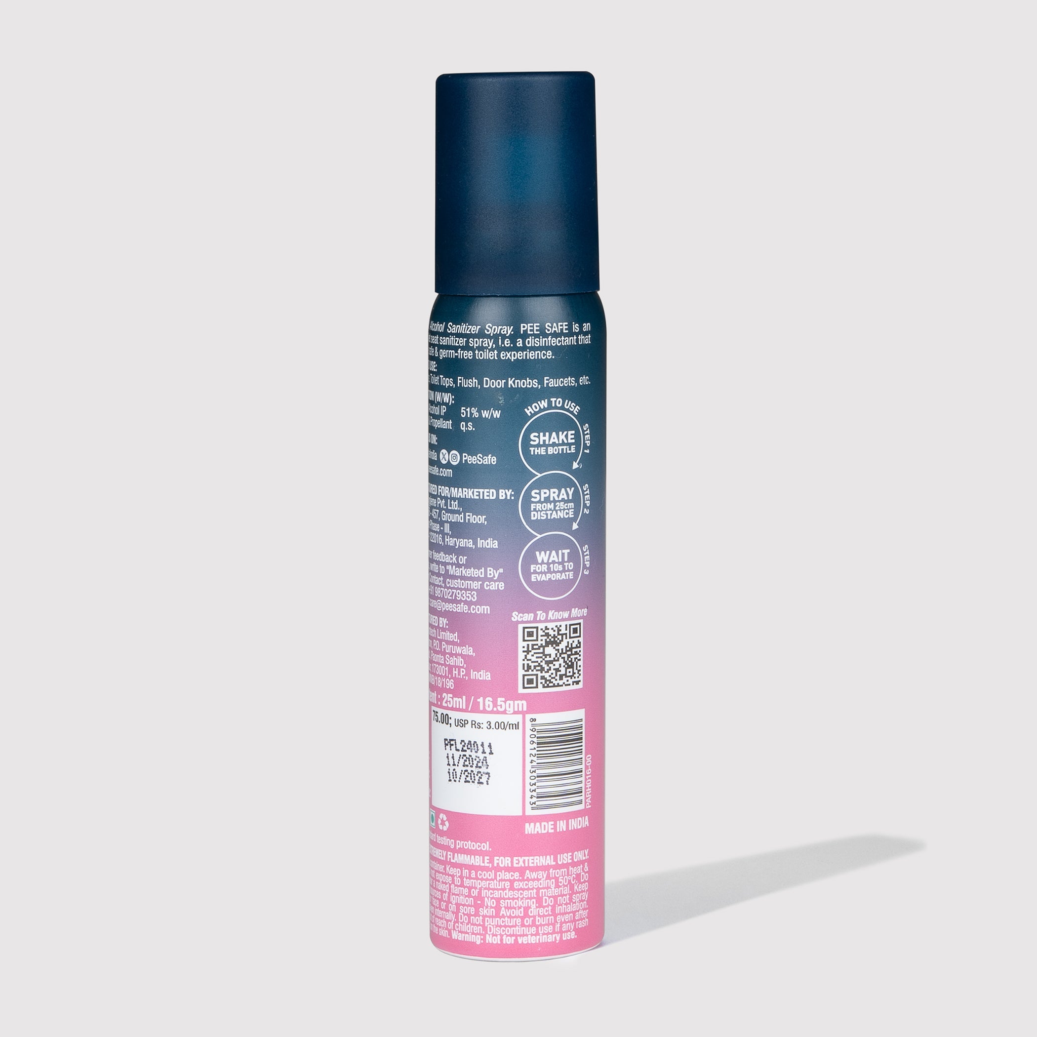 Pee Safe Mini Toilet Seat Sanitizer Spray (Floral) - 25 ML - BYOC