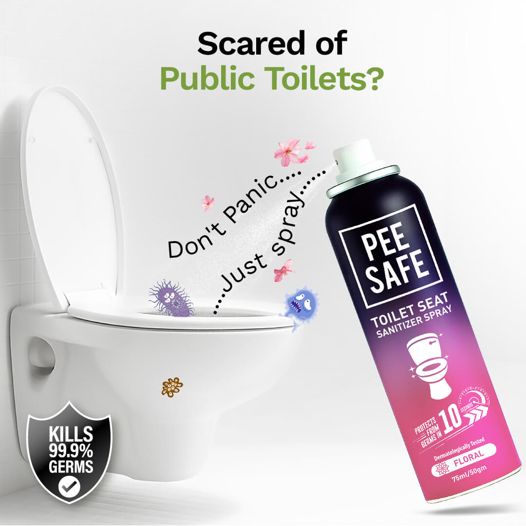 Pee Safe Toilet Seat Sanitizer Spray (Floral) - 75 ML (Pack of 3)