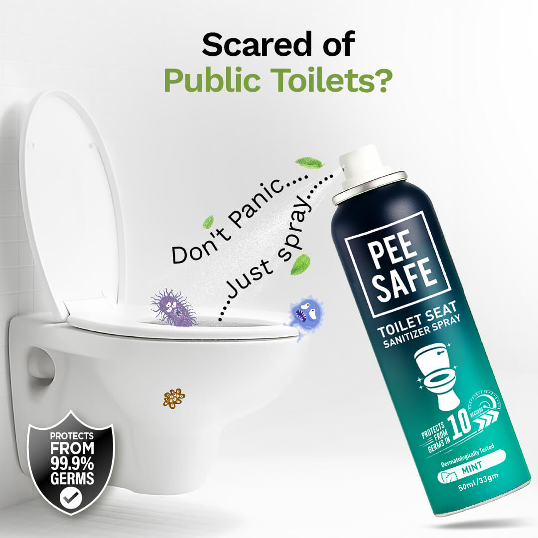 Pee Safe Toilet Seat Sanitizer Spray (Mint) - 50 ML (Pack of 2) - BYOC