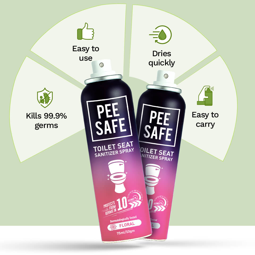 Pee Safe Toilet Seat Sanitizer Spray (Floral) - 75 ML (Pack of 3)