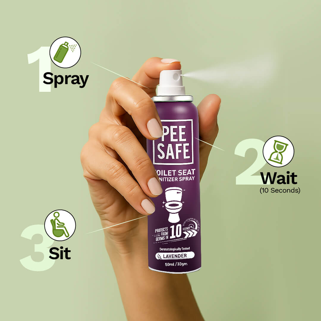 Pee Safe Toilet Seat Sanitizer Spray (Lavender) - 50 ML