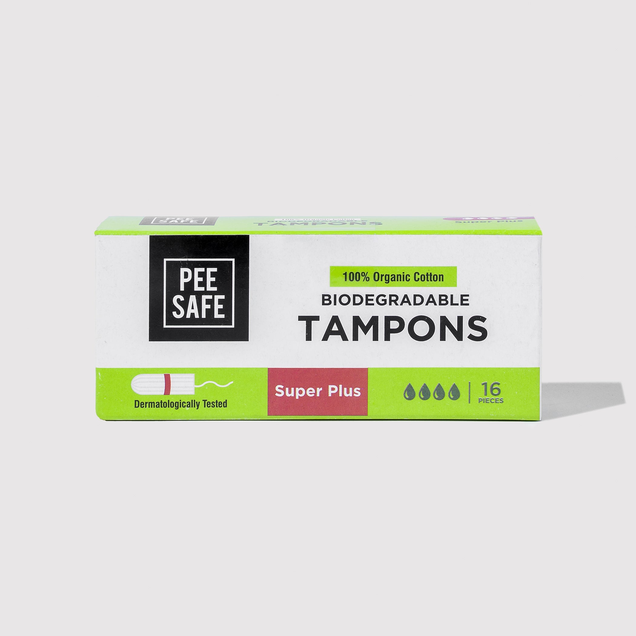 Pee Safe Biodegradable Tampons- Super Plus (16 Tampons) - BYOC