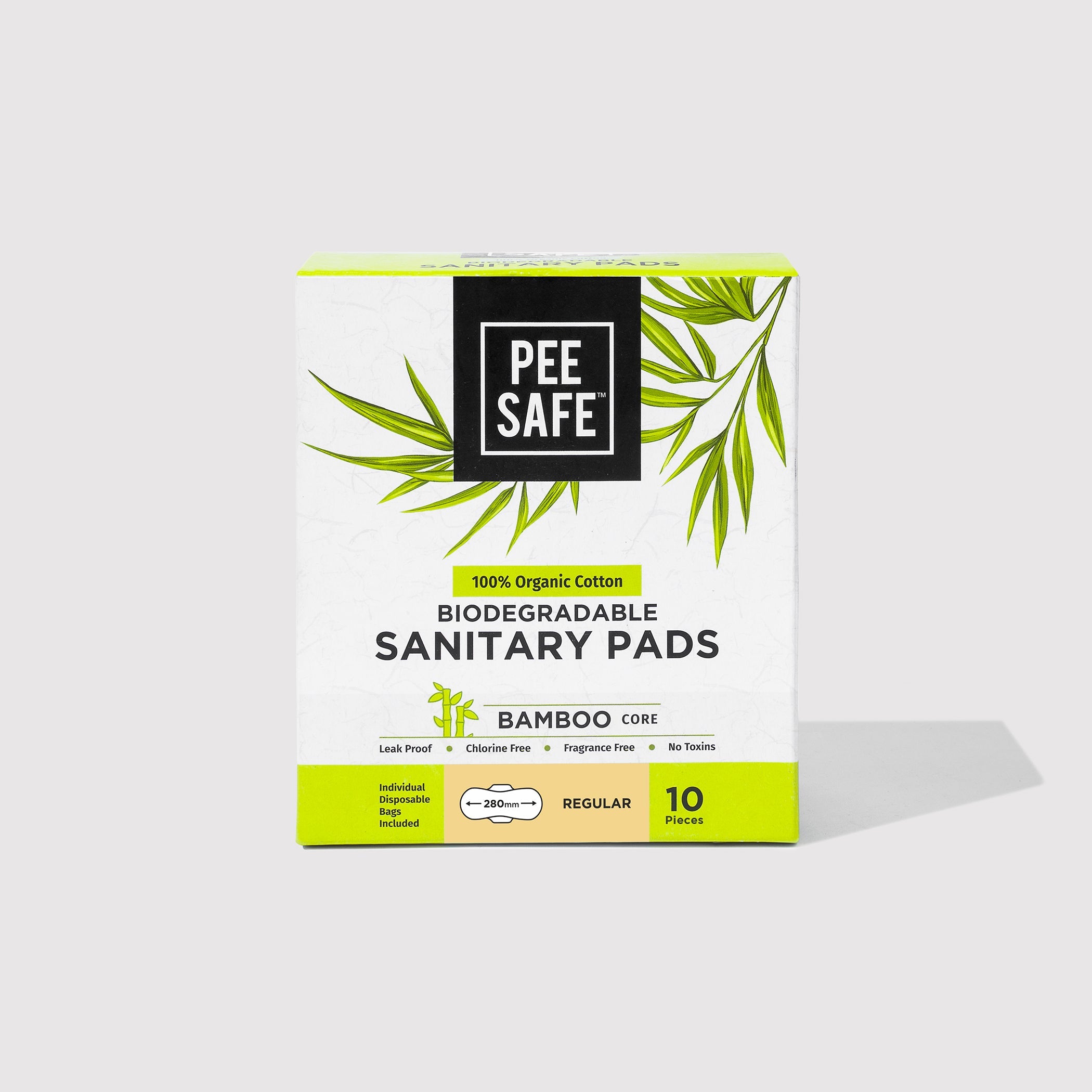 Pee Safe Biodegradable Sanitary Pads - Regular (Pack of 10) - BYOC