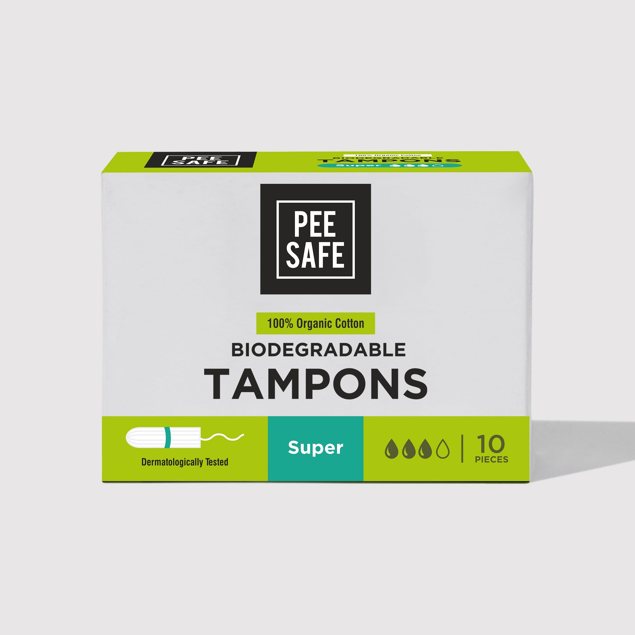 Pee Safe Biodegradable Tampons- Super (10 Tampons)