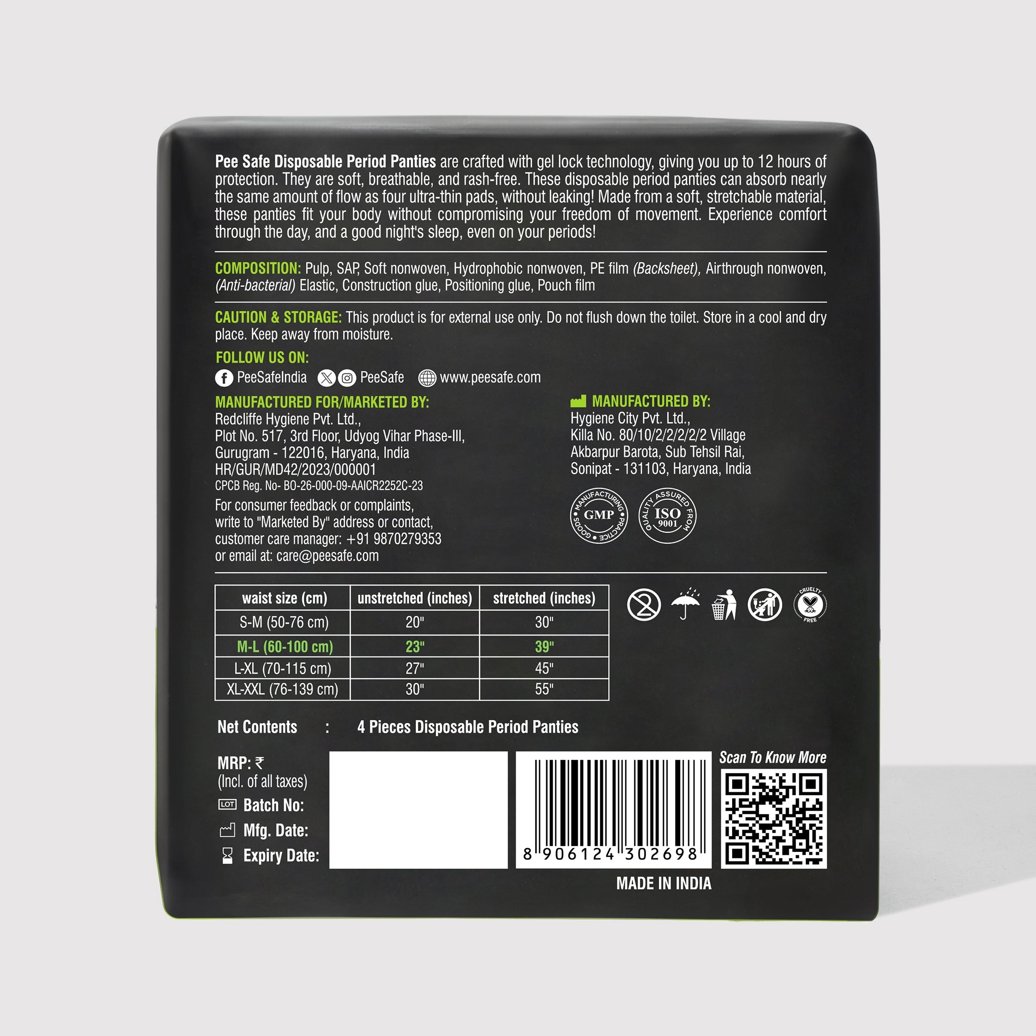 Pee Safe Disposable Period Panty (M-L) 4N