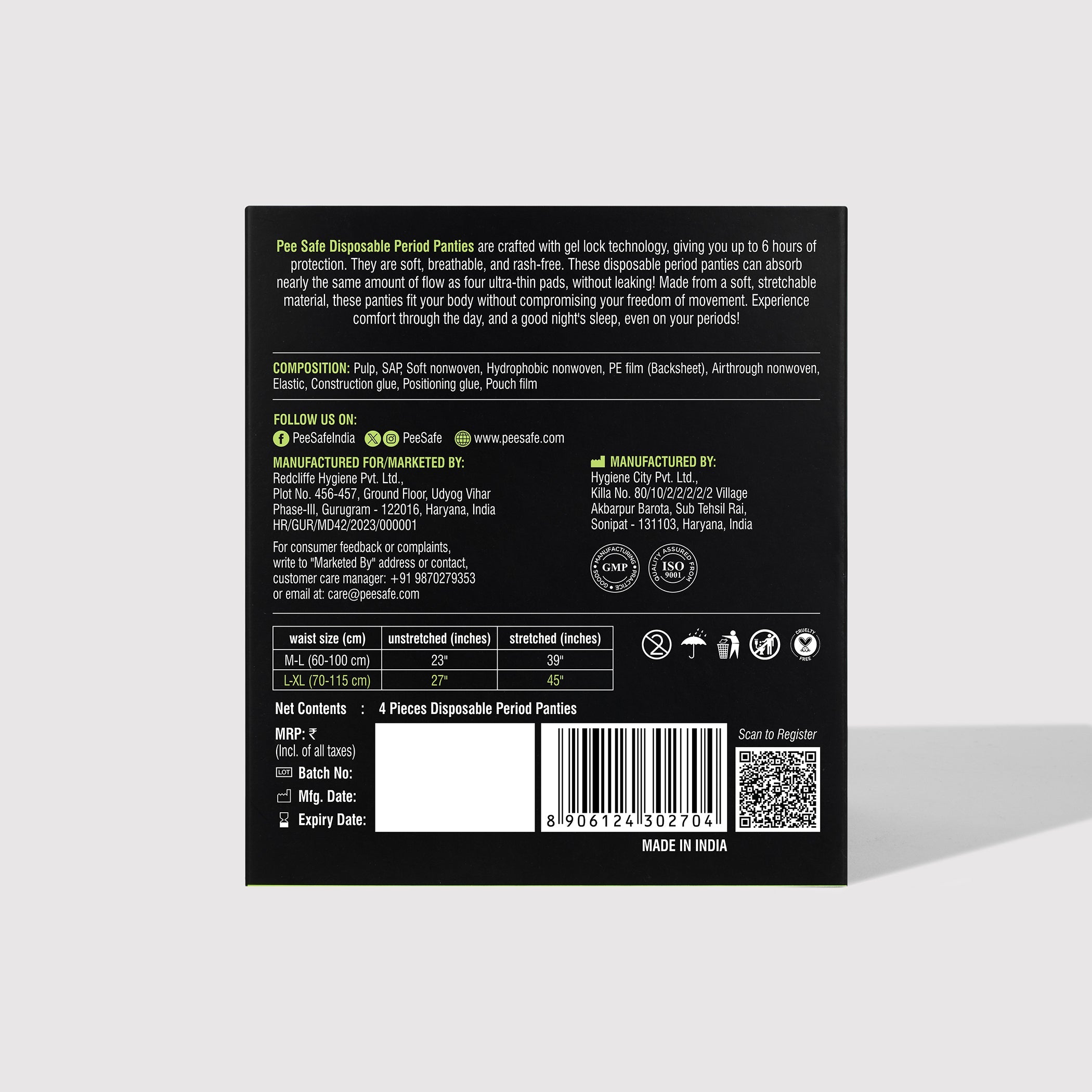 Pee Safe Disposable Period Panty (M-L) 4N - (Pack Of 2) - BYOC