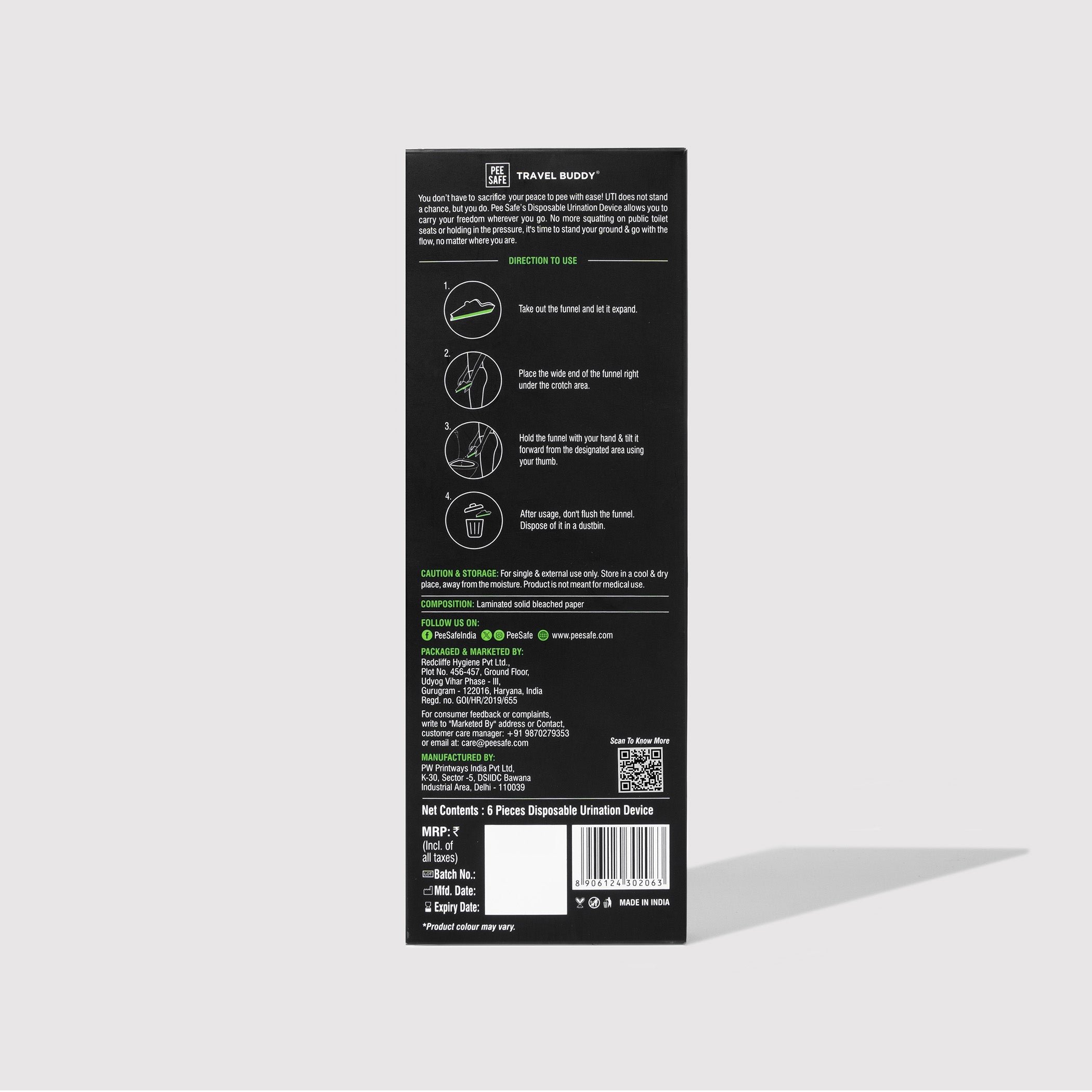 Pee Safe Travel Buddy Urination Device (6N)