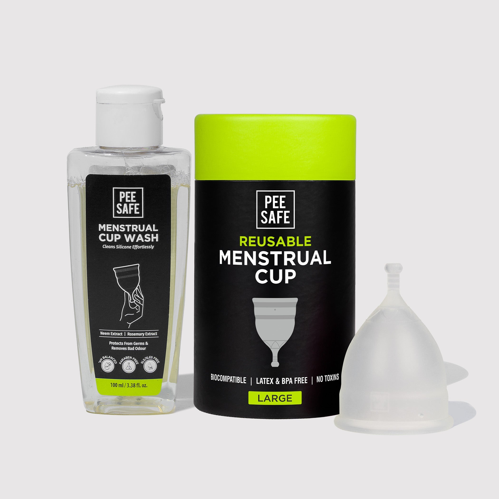 Pee Safe Menstrual Cup (L) + Cup Wash
